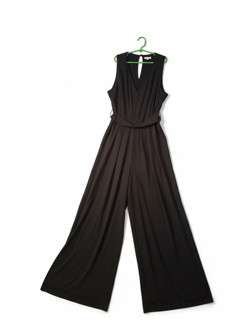 Sleek V-Neck Wide-Leg Jumpsuit - Black